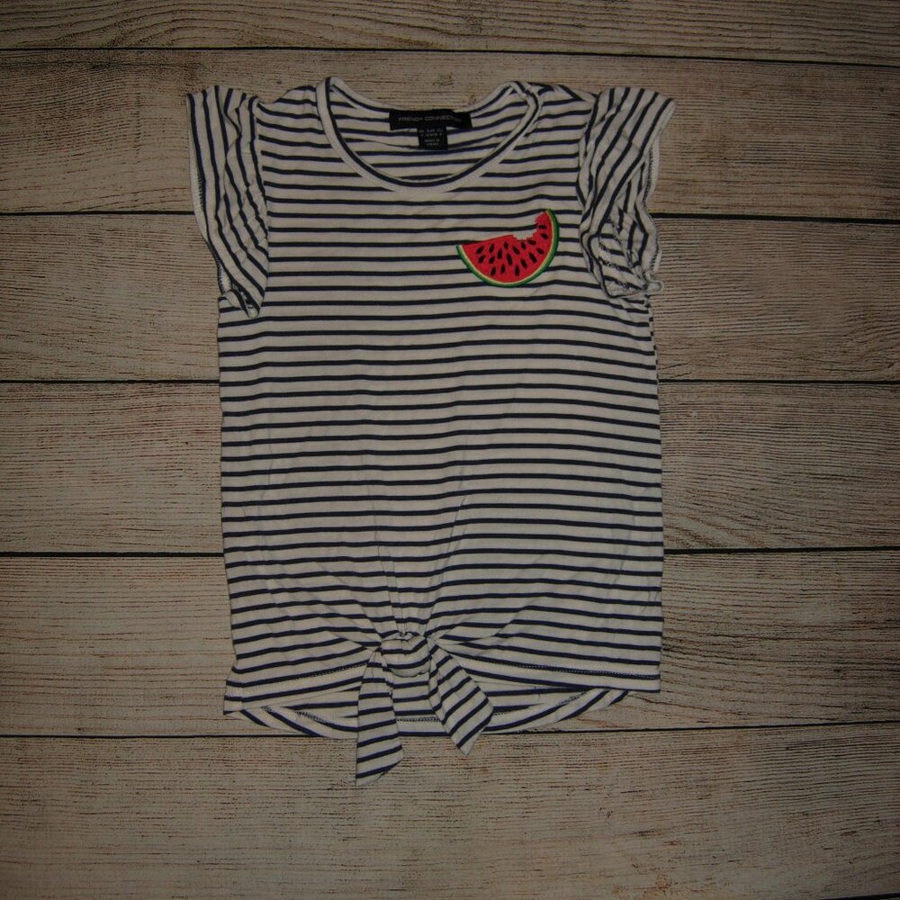French Connection Watermelon Stripe Tie Front T-Shirt 4